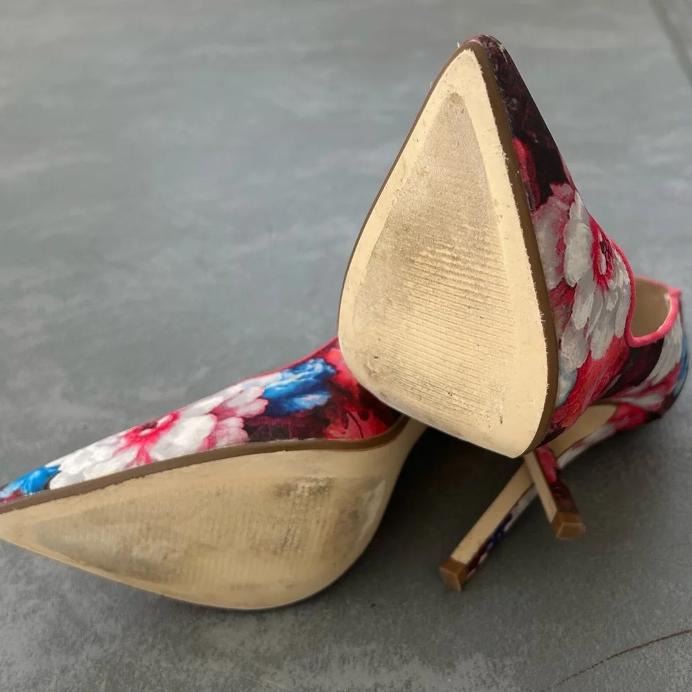 Justfab Pointed Toe Floral Stiletto Heels